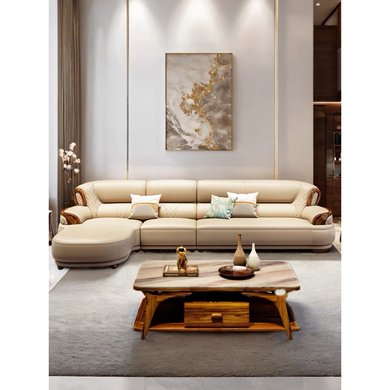 Office Furniture Luxury - 새로운 중국식 흑단 가죽 소파 코너