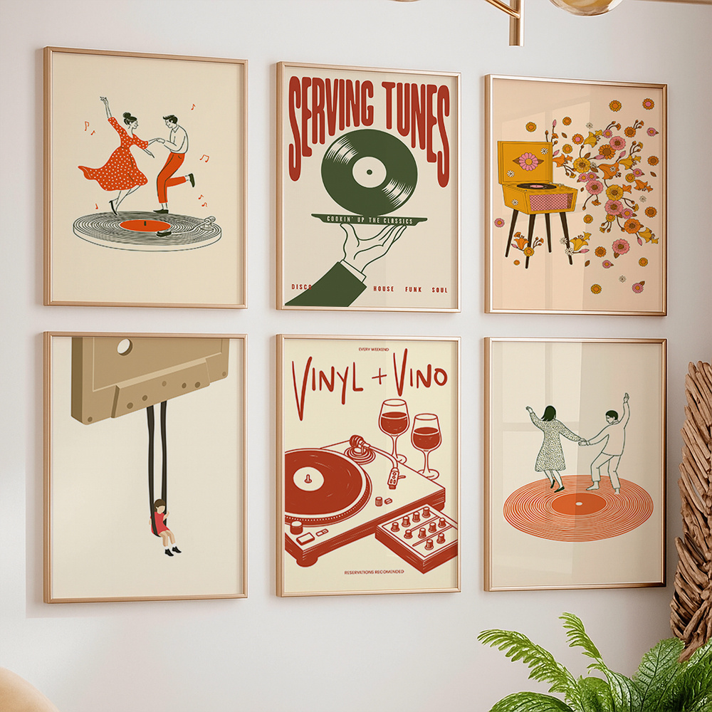 Office Furniture Home - 1pc 빈티지 음악 캔버스 포스터 프레임이