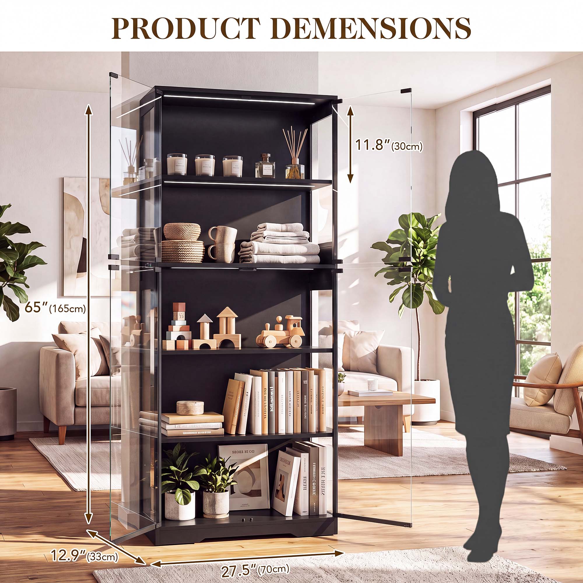 TCGBKAF 5단 디스플레이 캐비닛(유리 도어 포함) - Office Furniture Home 리뷰 및 가격