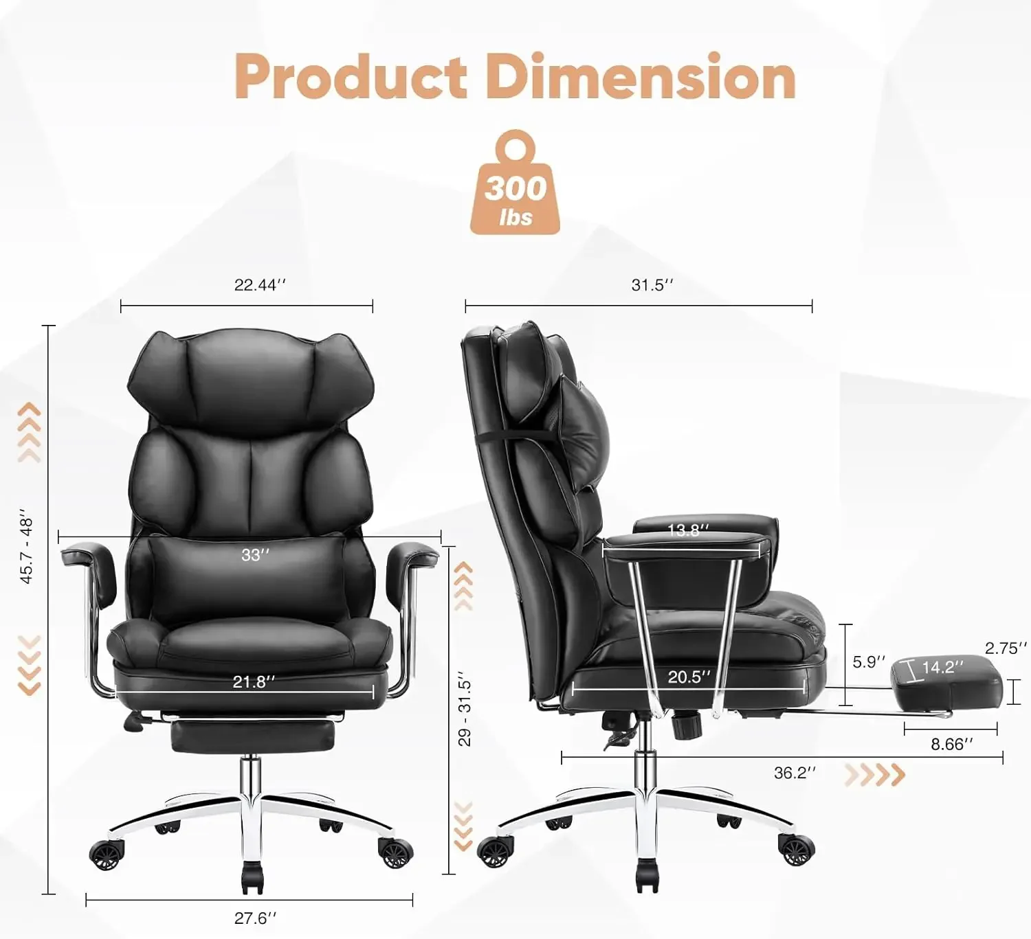 임원용 홈 오피스 책상 의자 - 인체공학적 빅 톨 하이 - Office Furniture Com 리뷰 및 가격