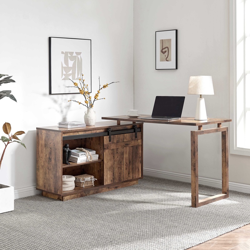 크레덴자 수납장과 슬라이딩 바른 도어가 있는 L자형 책 - Credenza Office Storage 리뷰 및 가격