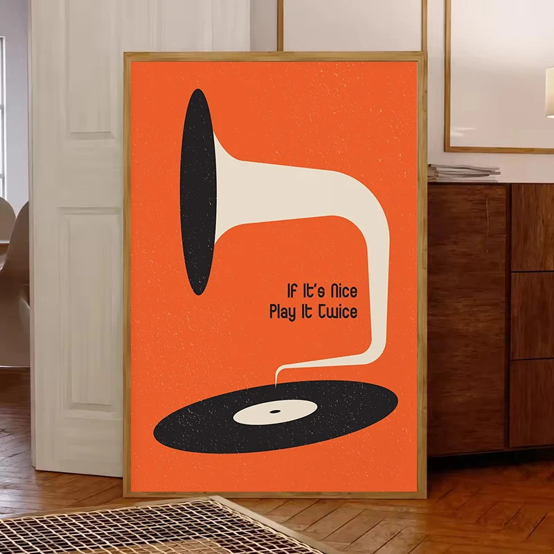 미드 센추리 비닐 레코드 캔버스 벽 아트 프린트, 거실 - Office Furniture Home 리뷰 및 가격