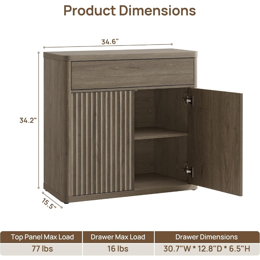 시코타스 뷔페 수납장 - 2도어 1서랍 플루트형 수납장 - Credenza Office Storage 리뷰 및 가격